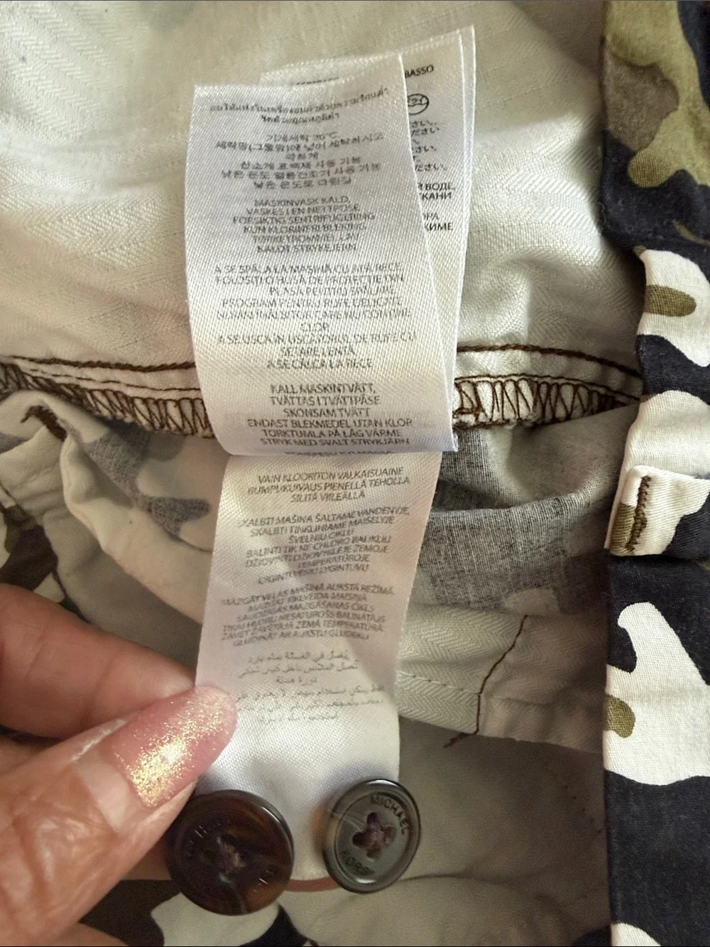 Michael Kors Men’s Camouflage Swim Trunks — Olive, Black, White
